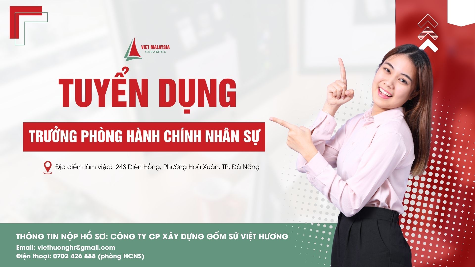 Tuyển dụng trưởng phòng hành chính nhân sự
