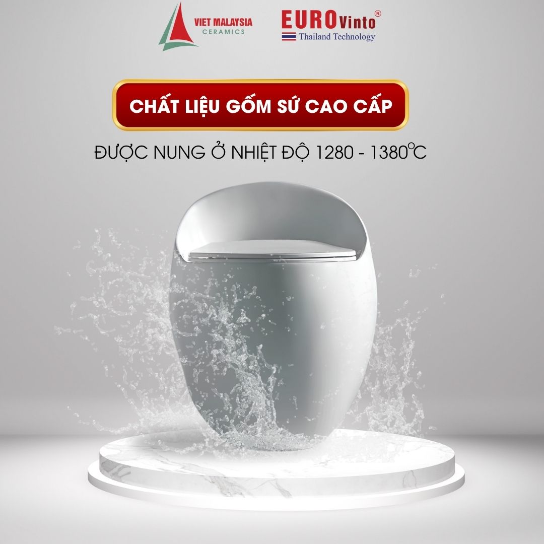 Bồn Cầu Eurovinto 105 Xả Mạnh Êm Ái, Tiết Kiệm Nước, Phù Hợp Mọi Không Gian Phòng Tắm