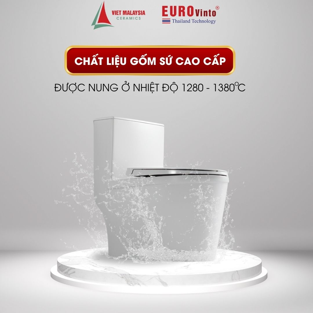Bồn Cầu Một Khối Eurovinto 108 Xả Êm, Tiết Kiệm Nước, Sang Trọng Tối Giản