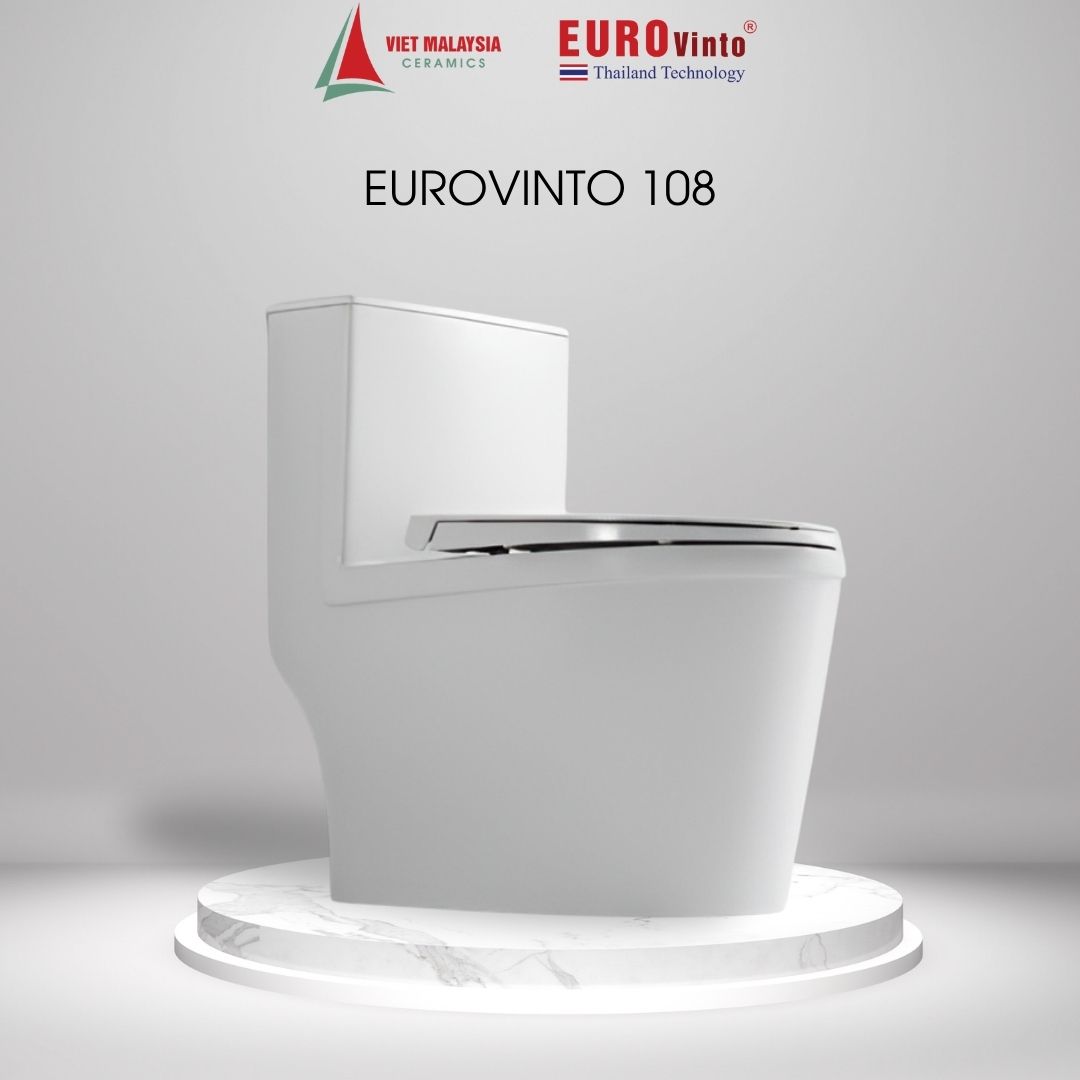 Bồn Cầu Một Khối Eurovinto 108 Xả Êm, Tiết Kiệm Nước, Sang Trọng Tối Giản