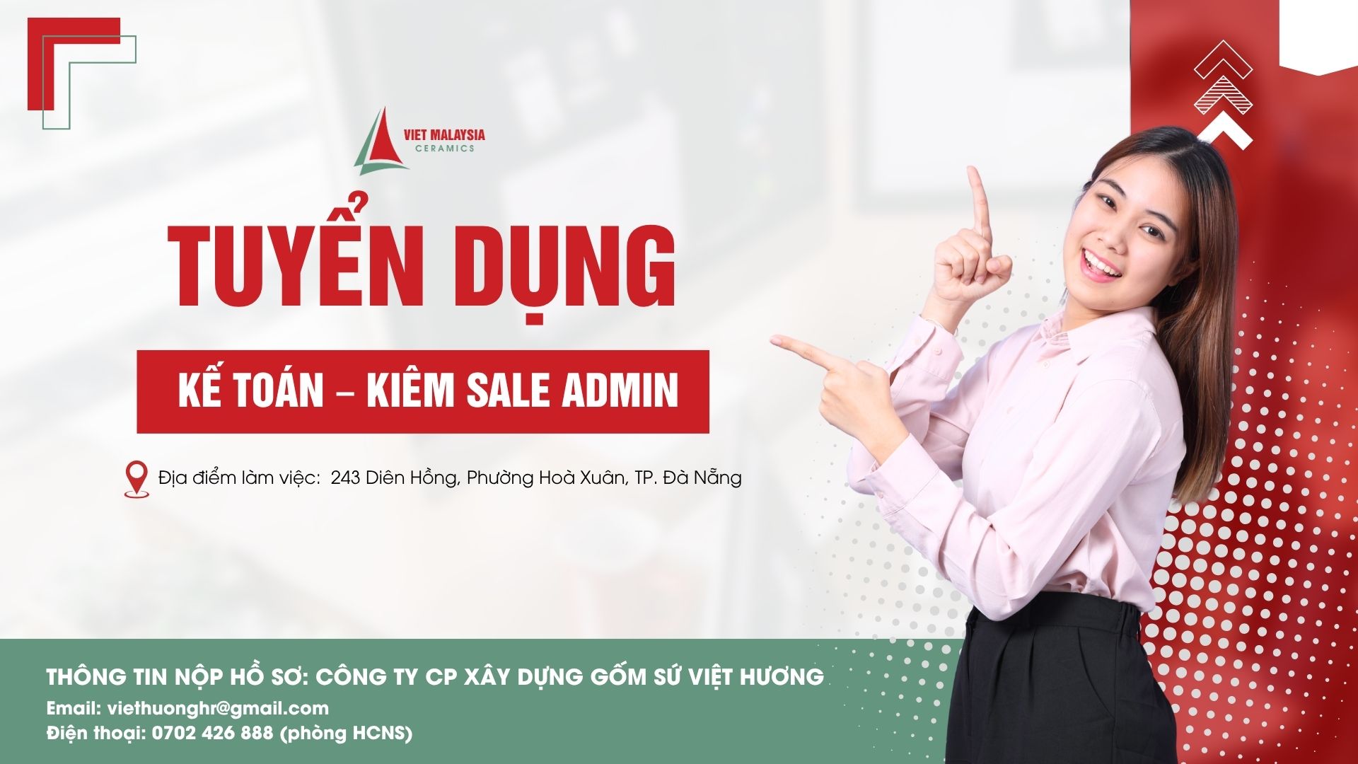 Tuyển dụng kế toán kiêm sale admin