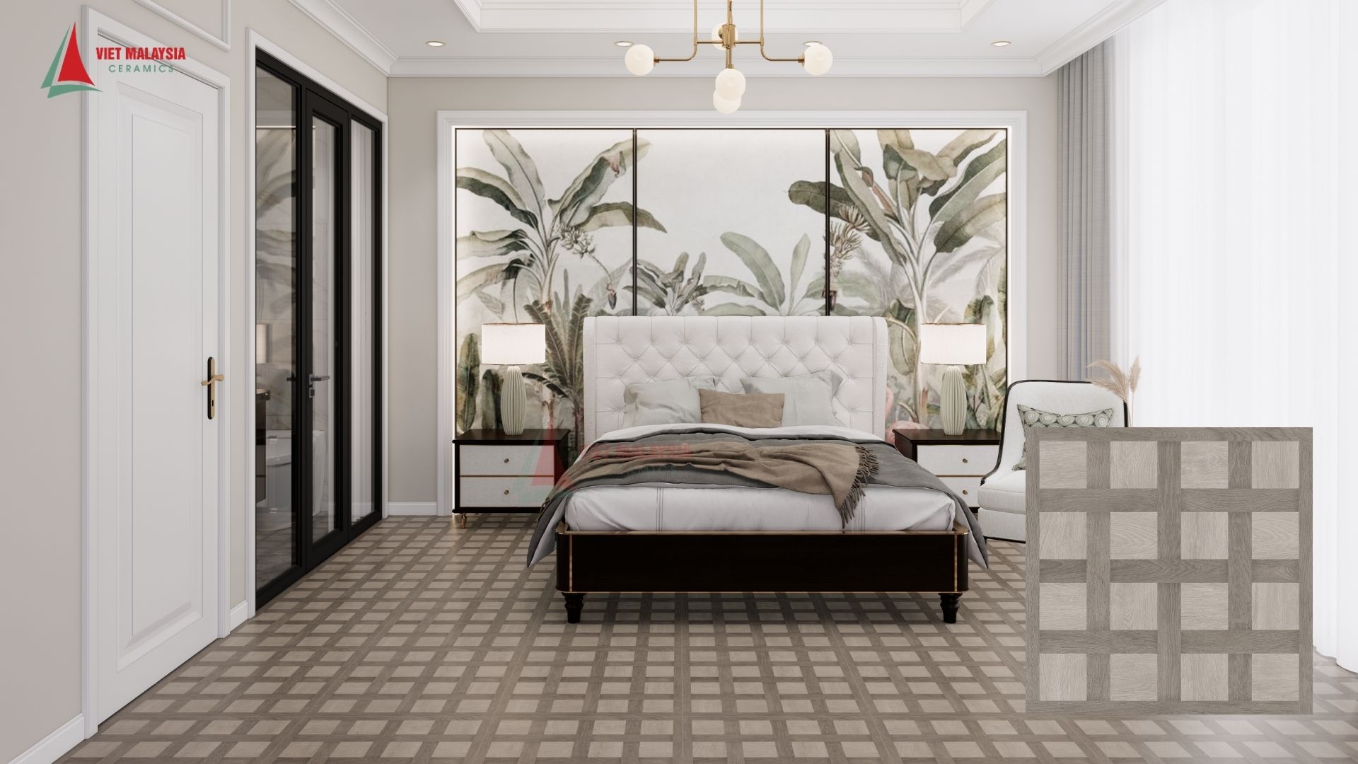 Gạch giả gỗ 60×60 lát sàn phòng ngủ – 66CW6205