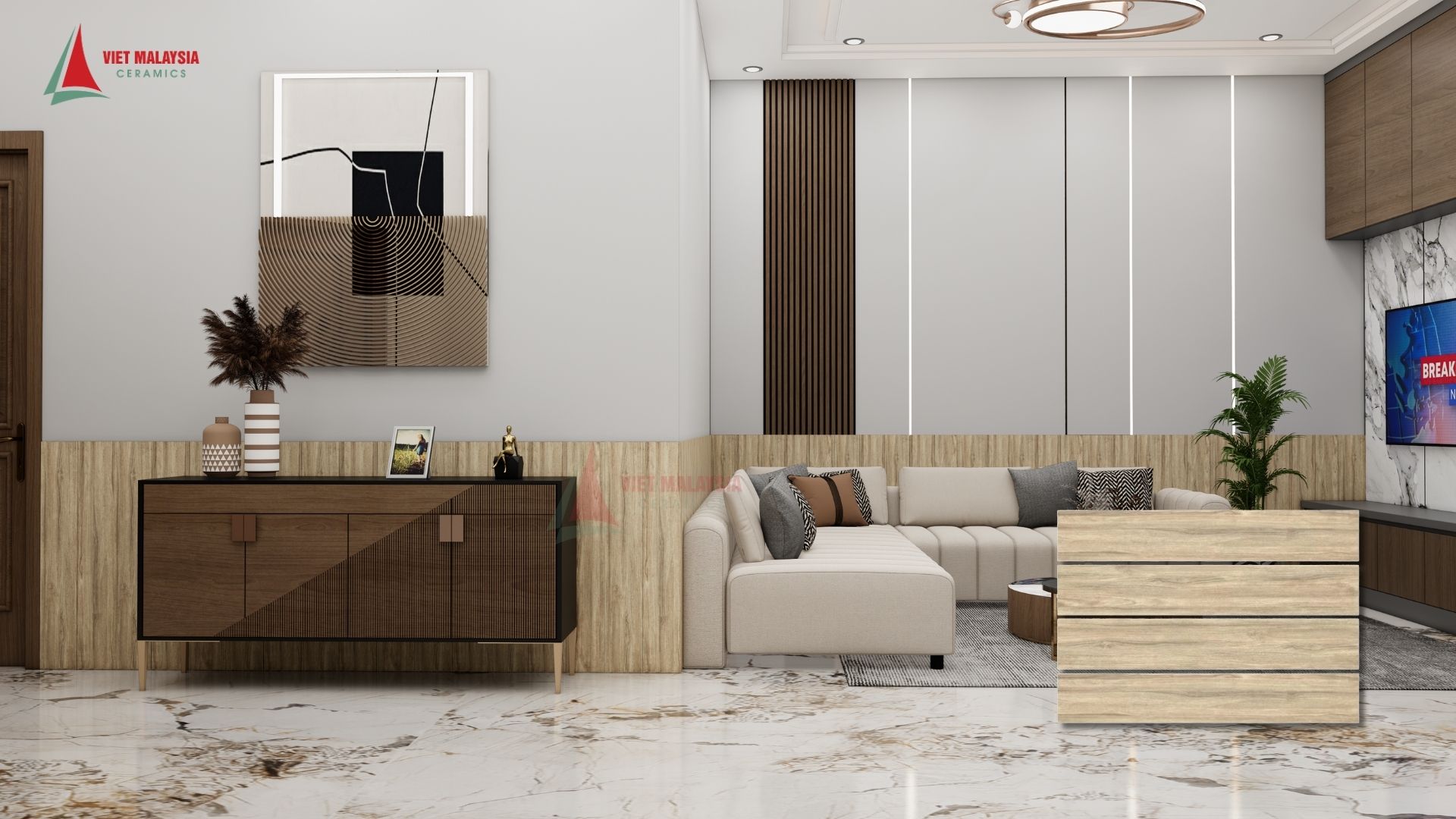 Gạch giả gỗ 90×150 lát nền phòng ngủ – 915ZC9153001