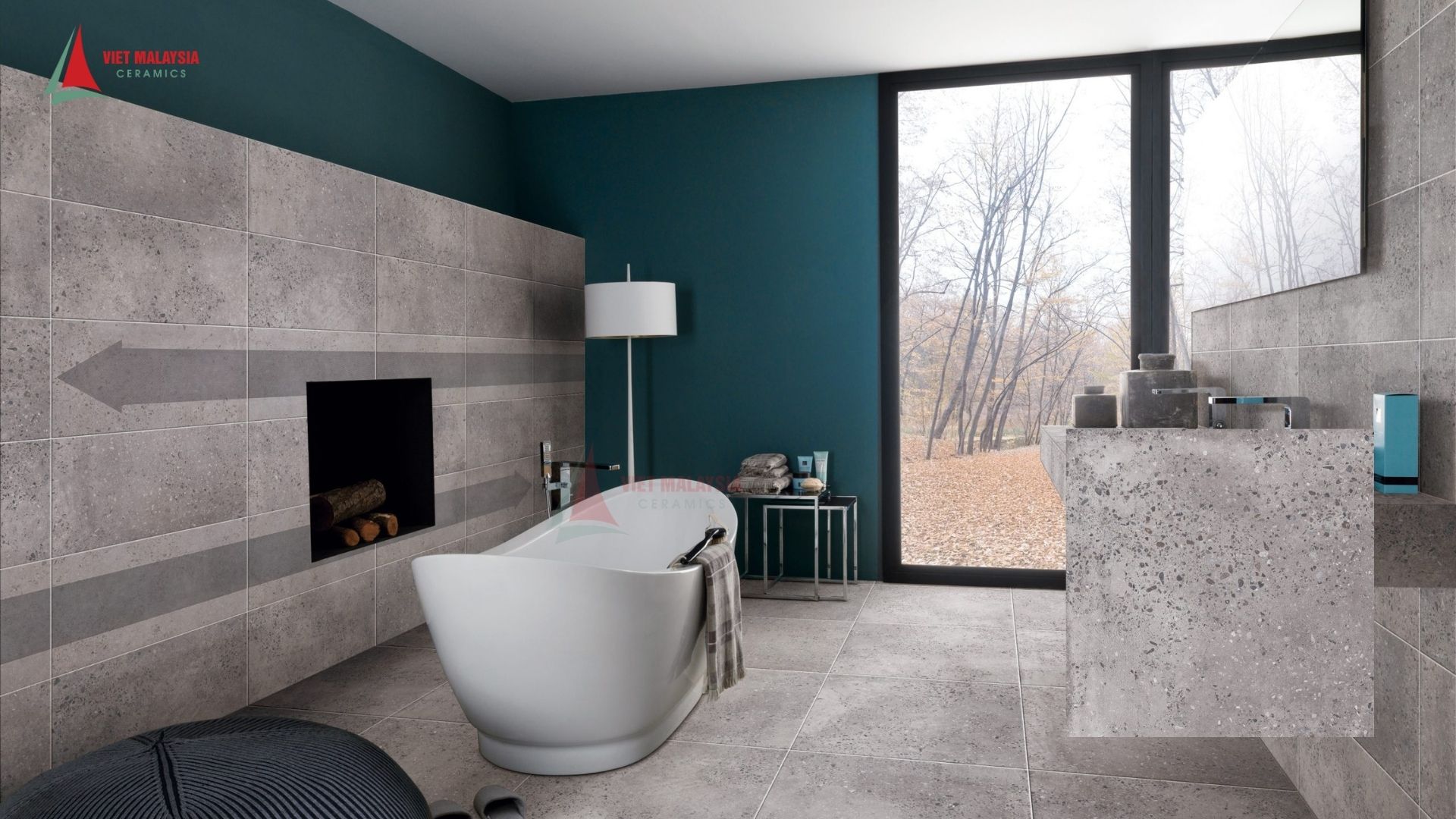 Gạch terrazzo giả xi măng lát nền – ốp tường phòng tắm – 60ML6509.