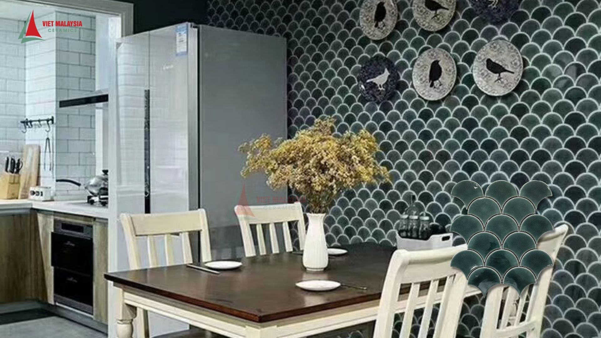 Sử dụng gạch mosaic ốp tường phòng ăn phong cách Scandinavian - CM-FSMIX1