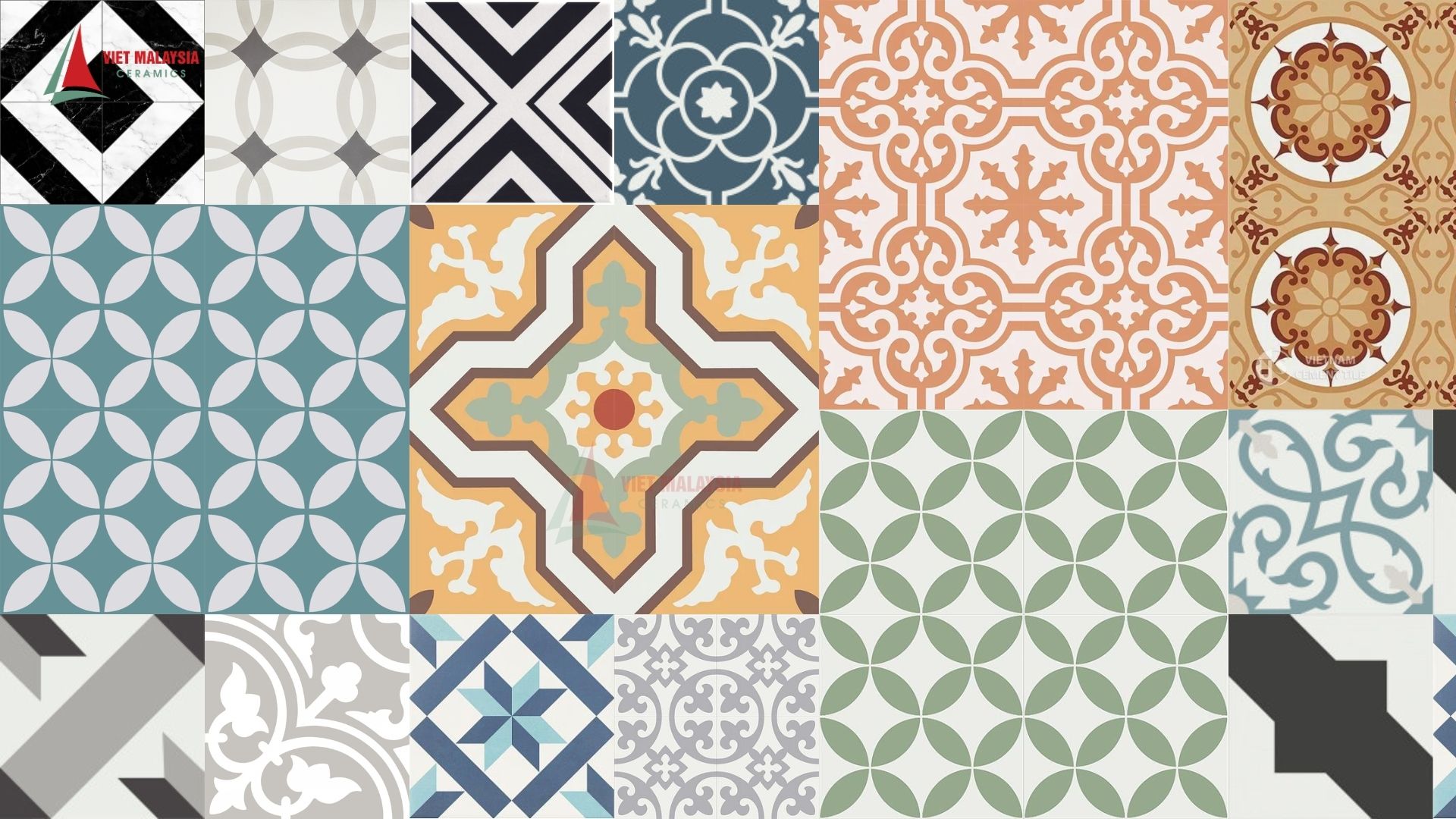 Tổng hợp các mẫu gạch bông bán chạy tại Viet Malaysia Ceramics