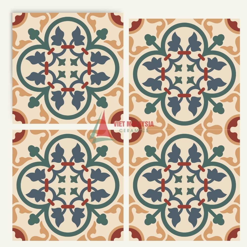 Gạch bông xi măng hoa văn vintage VH 80 kích thước 200x200mm / 300x300mm