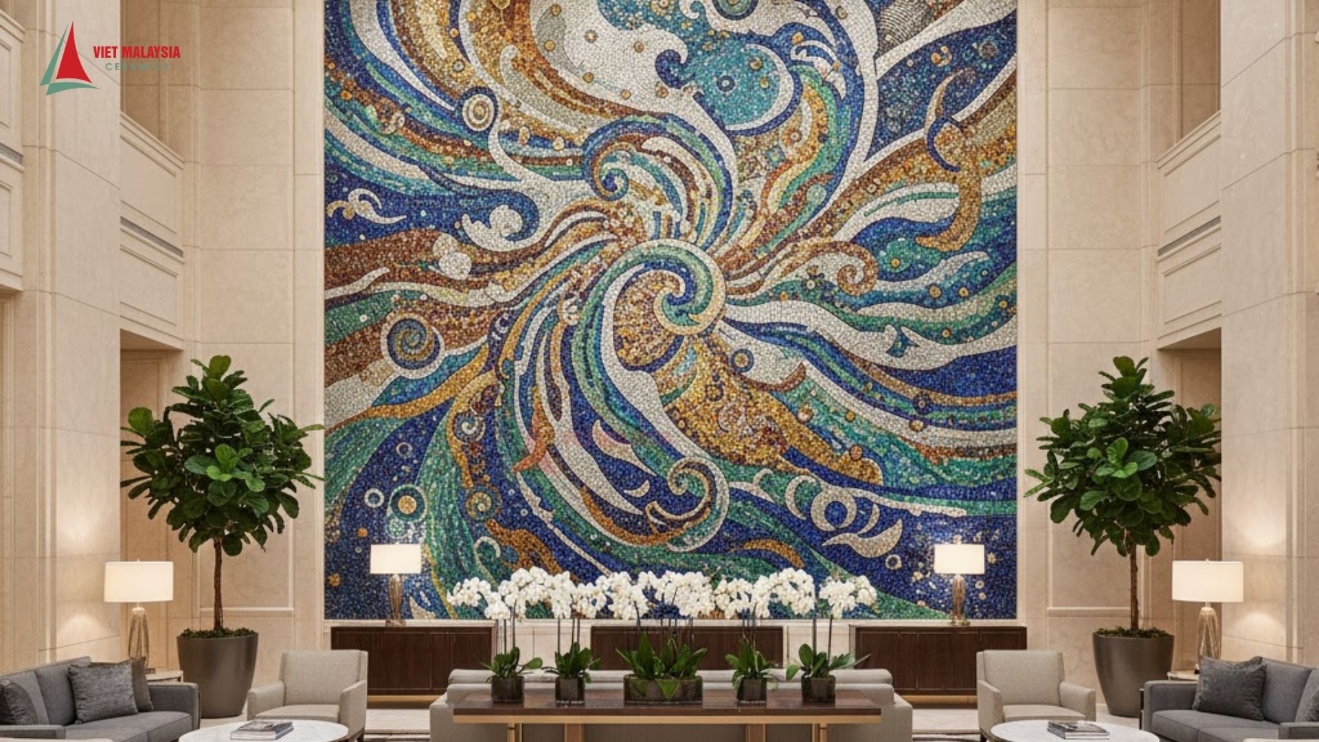 Tranh mosaic trang trí sảnh khách sạn